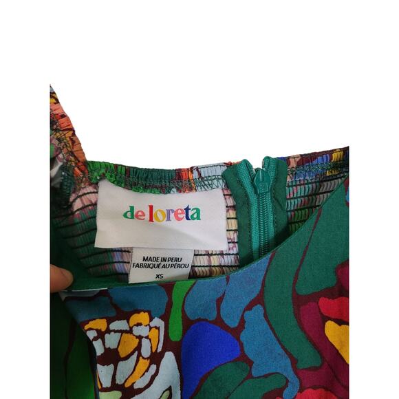 De Loreta Frida Printed Puff Shoulder Midi Dress Size XS - Picture 5 of 9